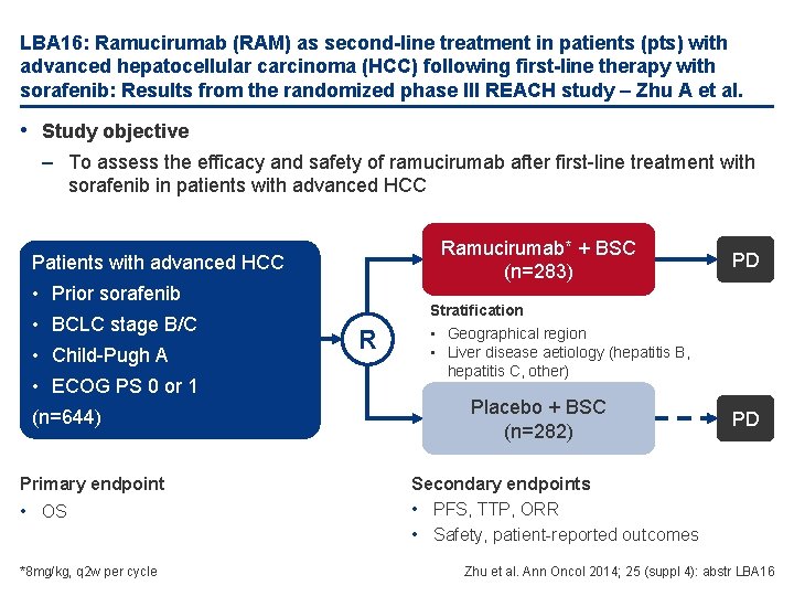 LBA 16: Ramucirumab (RAM) as second-line treatment in patients (pts) with advanced hepatocellular carcinoma