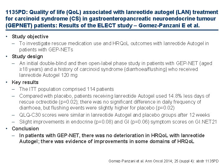1135 PD: Quality of life (Qo. L) associated with lanreotide autogel (LAN) treatment for