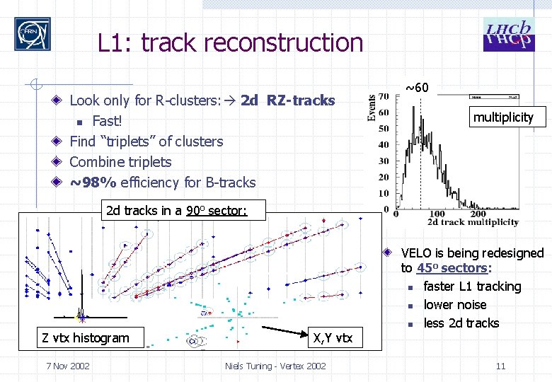 L 1: track reconstruction Look only for R-clusters: 2 d RZ-tracks n Fast! Find