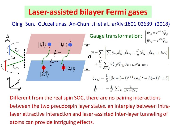 Laser-assisted bilayer Fermi gases Qing Sun, G. Juzeliunas, An-Chun Ji, et al. , ar.