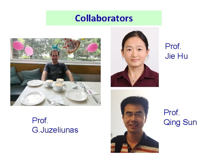 Collaborators Prof. Jie Hu Prof. G. Juzeliunas Prof. Qing Sun 