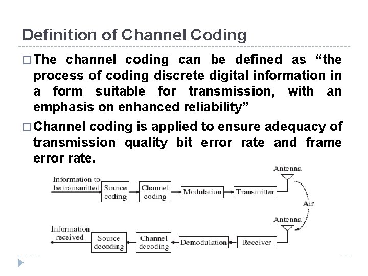 Definition of Channel Coding � The channel coding can be defined as “the process Definition of Channel Coding � The channel coding can be defined as “the process