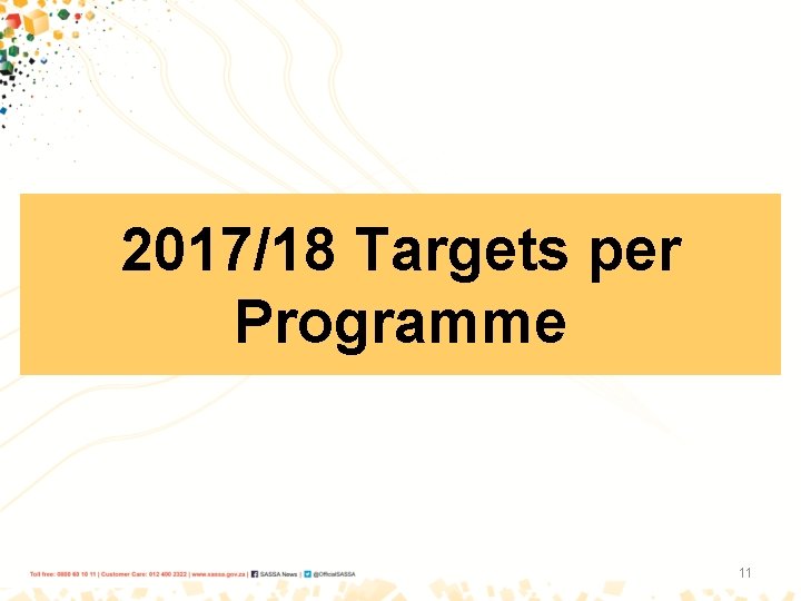 2017/18 Targets per Programme 11 