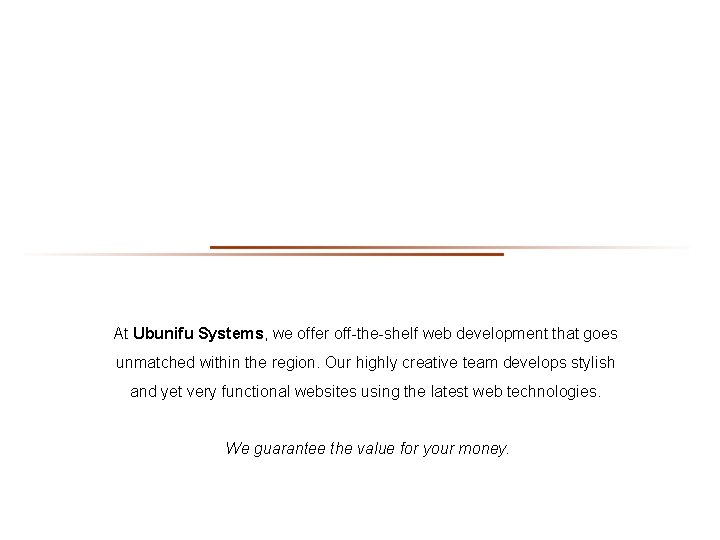 At Ubunifu Systems, we offer off-the-shelf web development that goes unmatched within the region.
