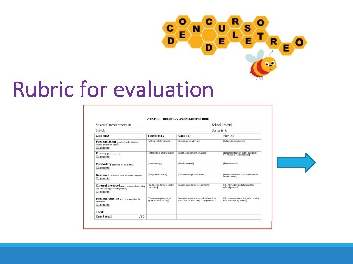 Rubric for evaluation 