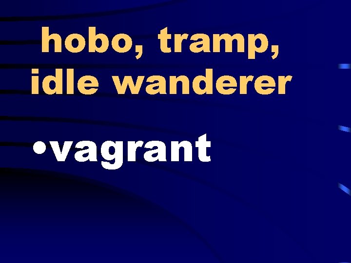 hobo, tramp, idle wanderer • vagrant 