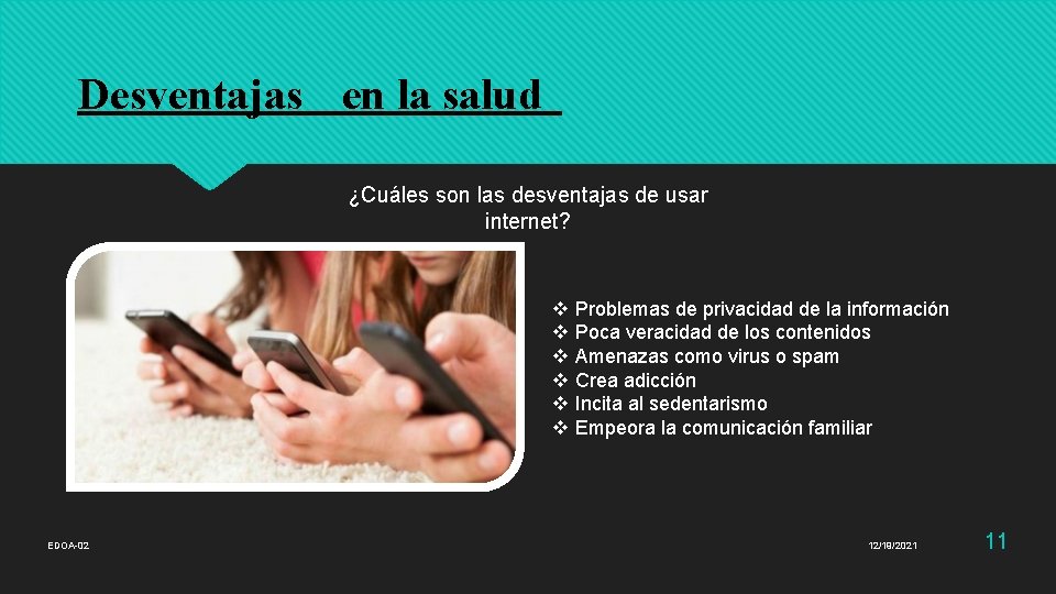 Desventajas en la salud ¿Cuáles son las desventajas de usar internet? v v v