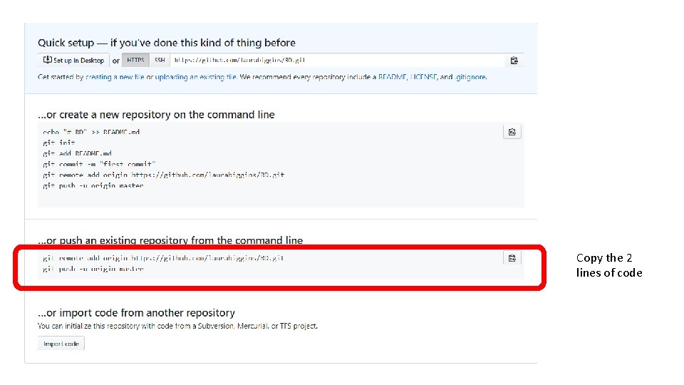 Copy the 2 lines of code Copy the 2 lines of code
