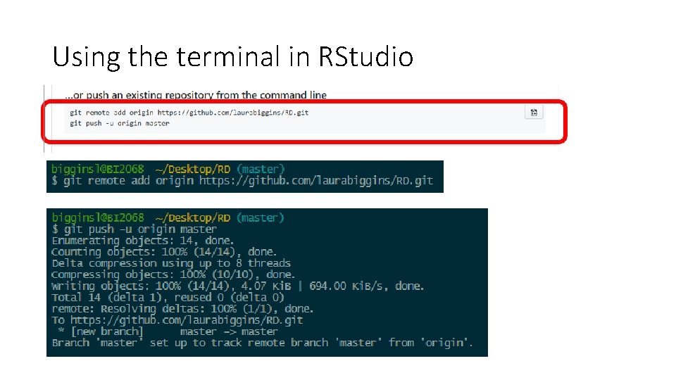 Using the terminal in RStudio 