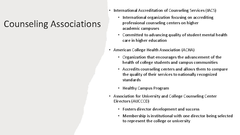 College Counseling Centers By Jenna Nikolopoulos Overview Counseling