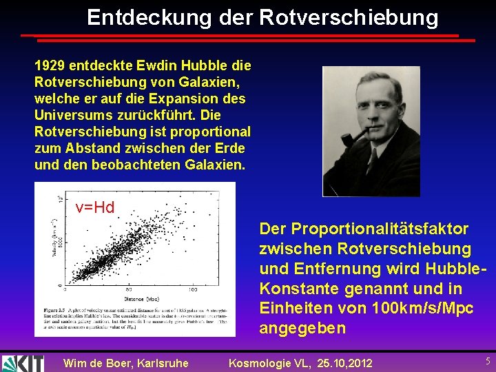 Entdeckung der Rotverschiebung 1929 entdeckte Ewdin Hubble die Rotverschiebung von Galaxien, welche er auf