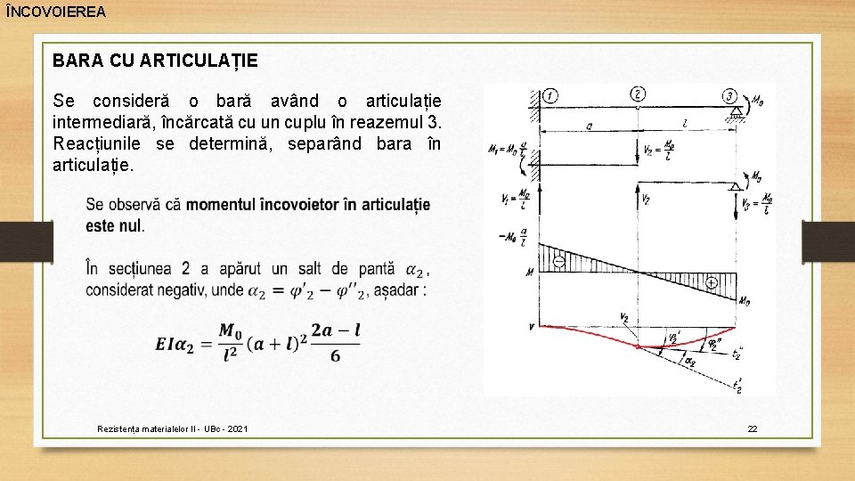 ÎNCOVOIEREA BARA CU ARTICULAȚIE Se consideră o bară având o articulație intermediară, încărcată cu ÎNCOVOIEREA BARA CU ARTICULAȚIE Se consideră o bară având o articulație intermediară, încărcată cu
