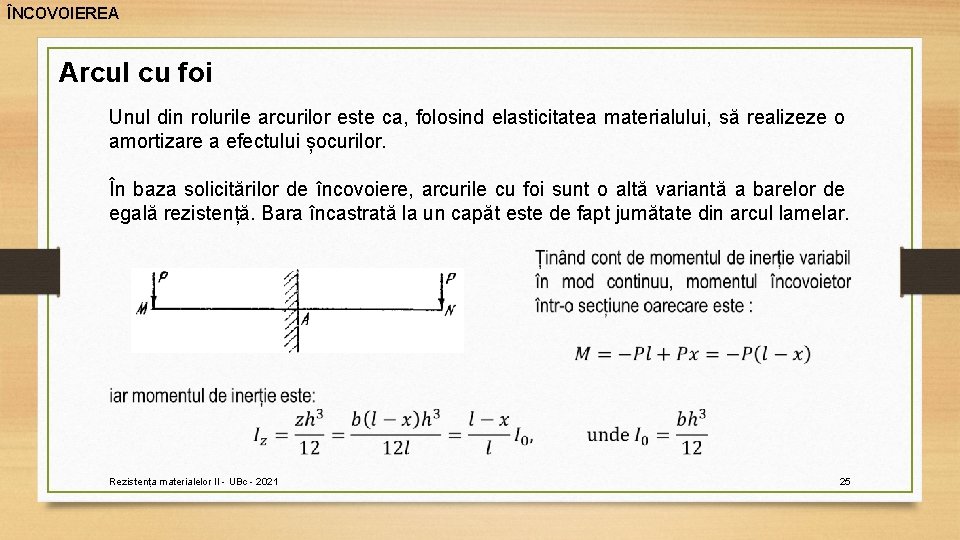 ÎNCOVOIEREA Arcul cu foi Unul din rolurile arcurilor este ca, folosind elasticitatea materialului, să ÎNCOVOIEREA Arcul cu foi Unul din rolurile arcurilor este ca, folosind elasticitatea materialului, să