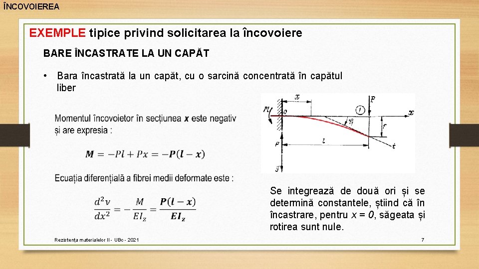 ÎNCOVOIEREA EXEMPLE tipice privind solicitarea la încovoiere BARE ÎNCASTRATE LA UN CAPĂT • Bara ÎNCOVOIEREA EXEMPLE tipice privind solicitarea la încovoiere BARE ÎNCASTRATE LA UN CAPĂT • Bara