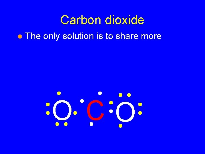Carbon dioxide l The only solution is to share more O CO 