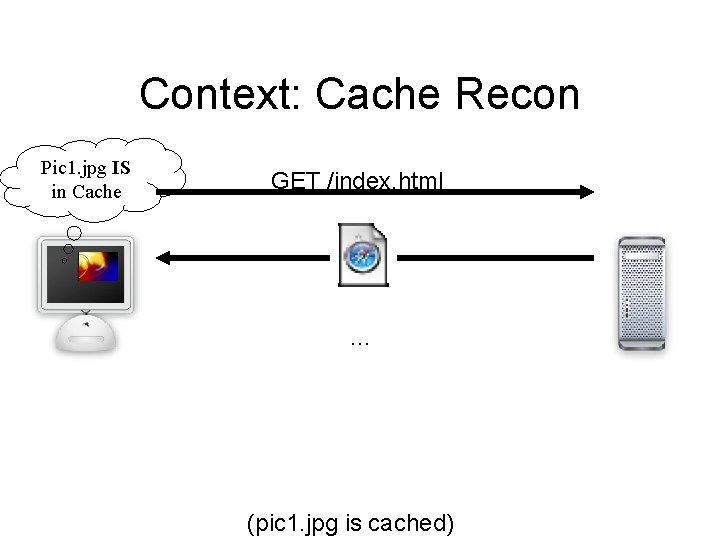 Context: Cache Recon Pic 1. jpg IS in Cache GET /index. html … (pic
