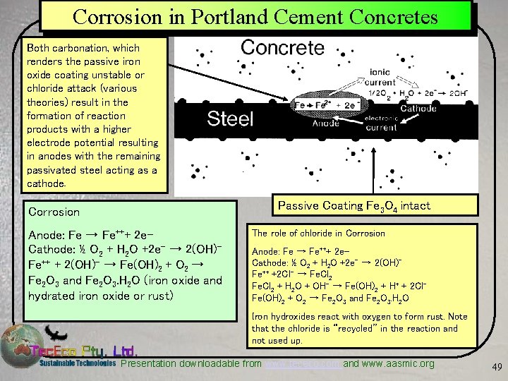 Corrosion in Portland Cement Concretes Both carbonation, which renders the passive iron oxide coating