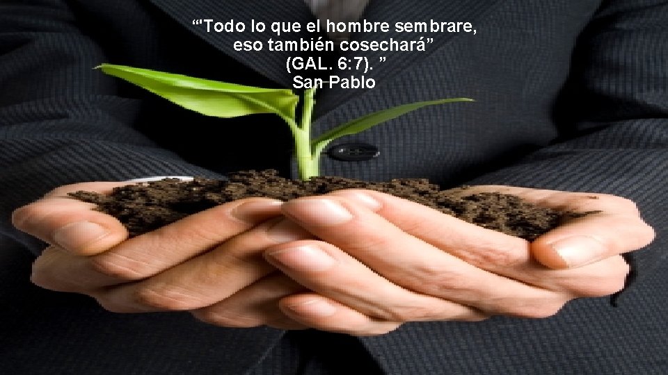 “'Todo lo que el hombre sembrare, eso también cosechará” (GAL. 6: 7). ” San