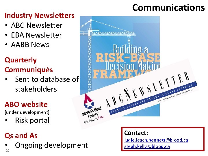 Industry Newsletters • ABC Newsletter • EBA Newsletter • AABB News Communications Quarterly Communiqués