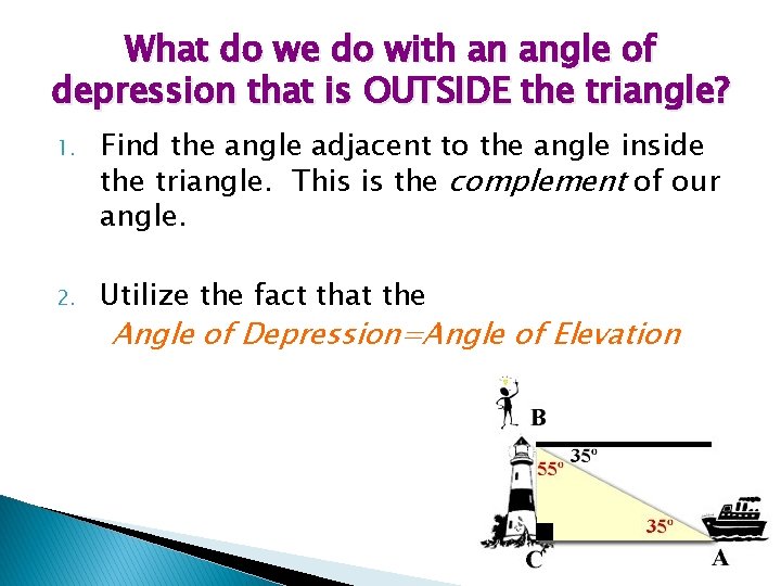 What do we do with an angle of depression that is OUTSIDE the triangle?