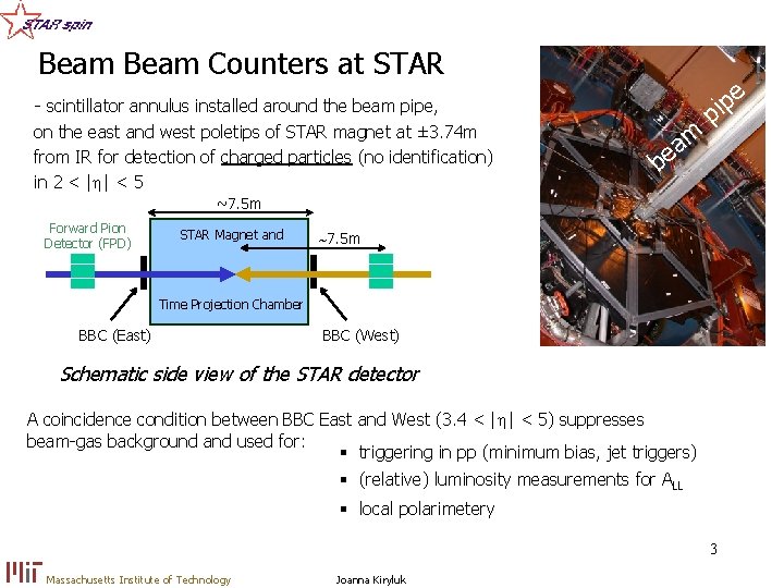 Beam Counters at STAR - scintillator annulus installed around the beam pipe, on the