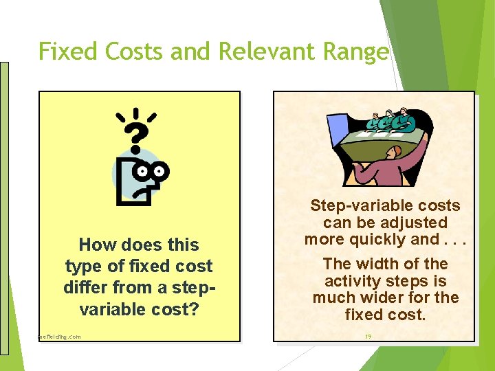 Fixed Costs and Relevant Range How does this type of fixed cost differ from