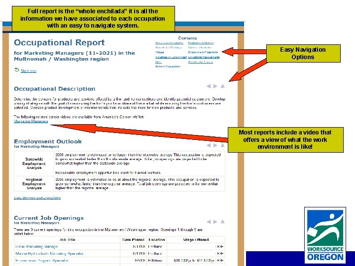 Full report is the “whole enchilada” it is all the information we have associated