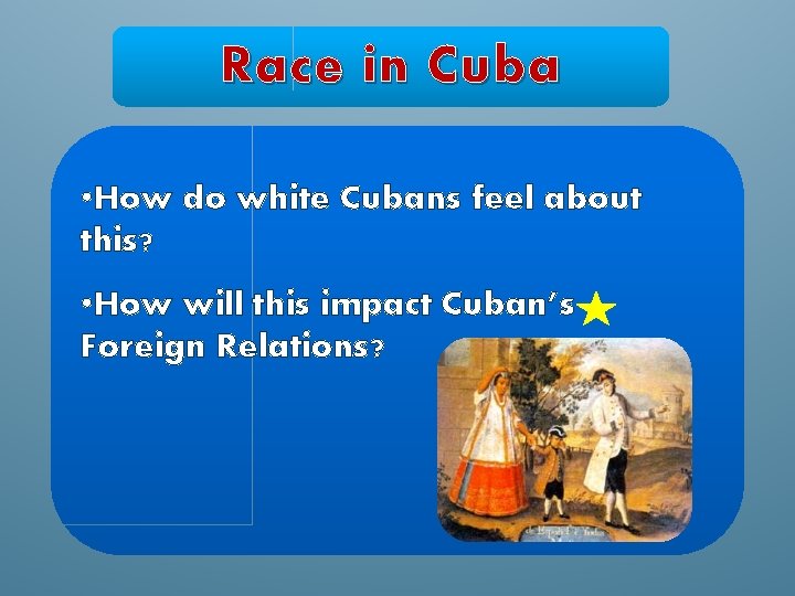 Race in Cuba • How do white Cubans feel about this? • How will