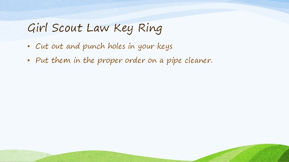 Girl Scout Law Key Ring • Cut out and punch holes in your keys