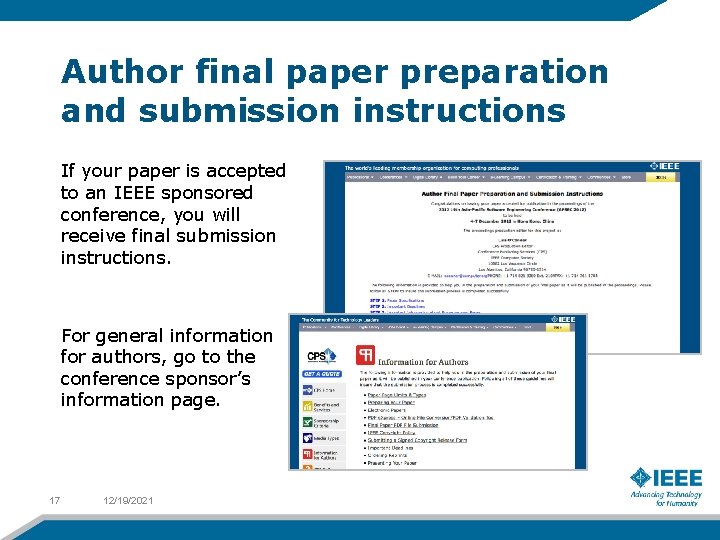 Author final paper preparation and submission instructions If your paper is accepted to an
