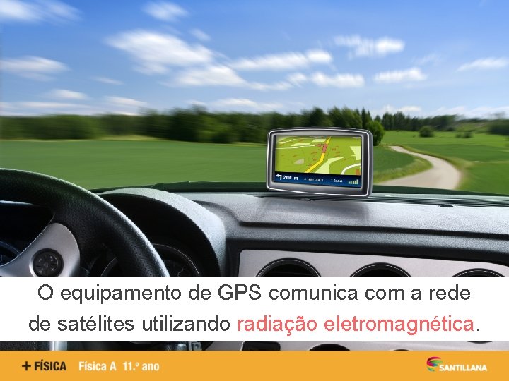 O equipamento de GPS comunica com a rede de satélites utilizando radiação eletromagnética. 