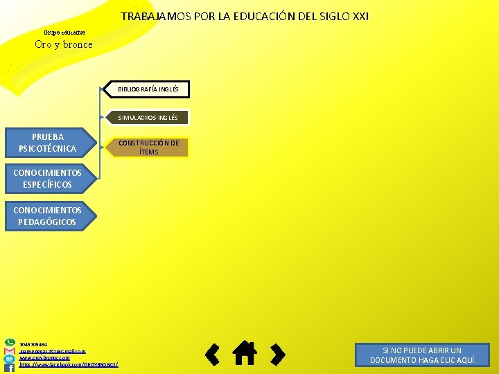 TRABAJAMOS POR LA EDUCACIÓN DEL SIGLO XXI Grupo educativo Oro y bronce BIBLIOGRAFÍA INGLÉS