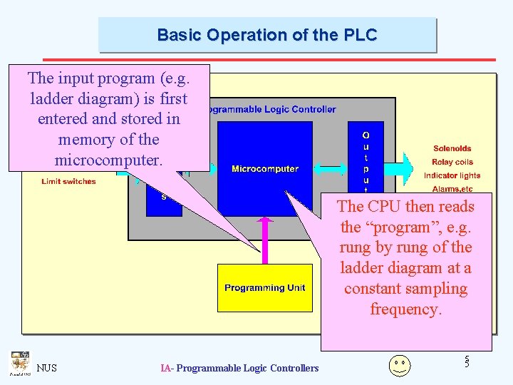 Basic Operation of the PLC The input program (e. g. ladder diagram) is first