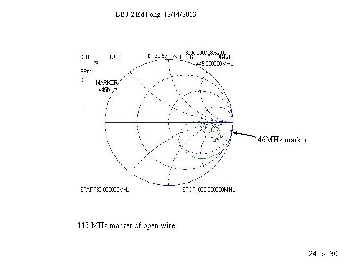 DBJ-2 Ed Fong 12/14/2013 146 MHz marker 445 MHz marker of open wire. 24
