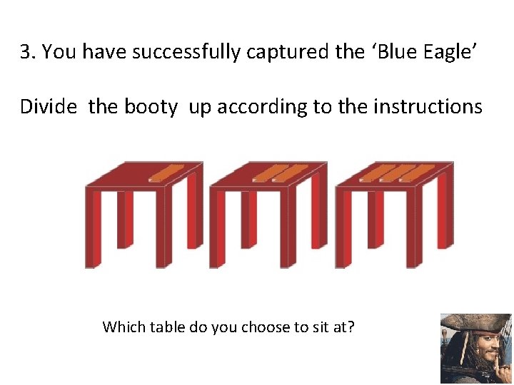 3. You have successfully captured the ‘Blue Eagle’ Divide the booty up according to