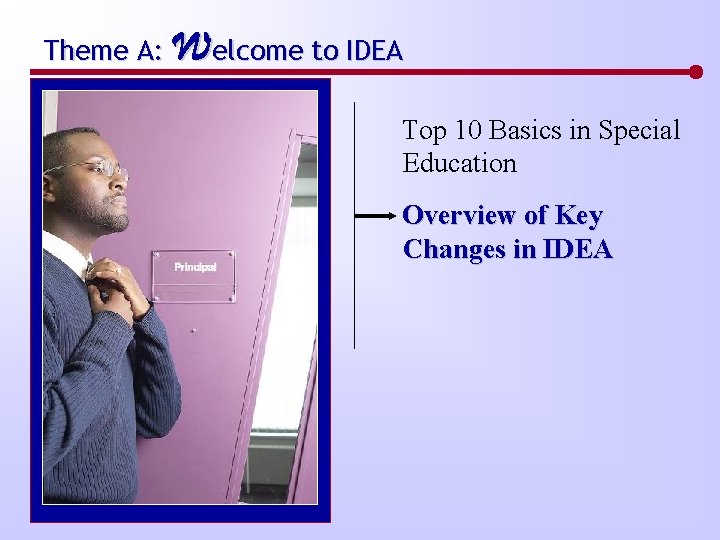 Theme A: Welcome to IDEA Top 10 Basics in Special Education Overview of Key