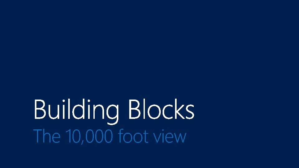 The 10, 000 foot view 