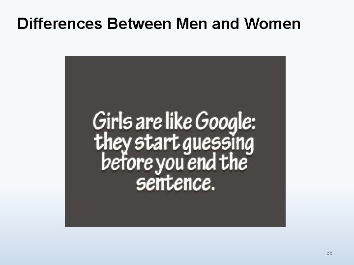 Differences Between Men and Women 38 