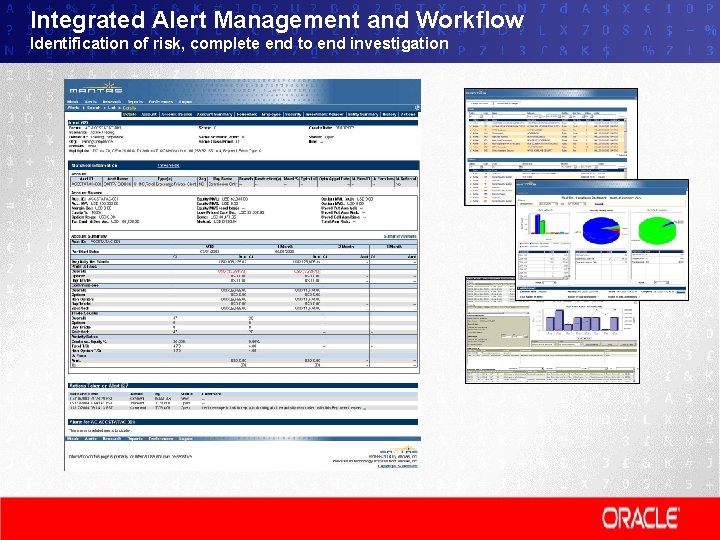 Integrated Alert Management and Workflow Identification of risk, complete end to end investigation 