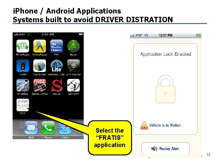 i. Phone / Android Applications Systems built to avoid DRIVER DISTRATION Select the “FRATIS”