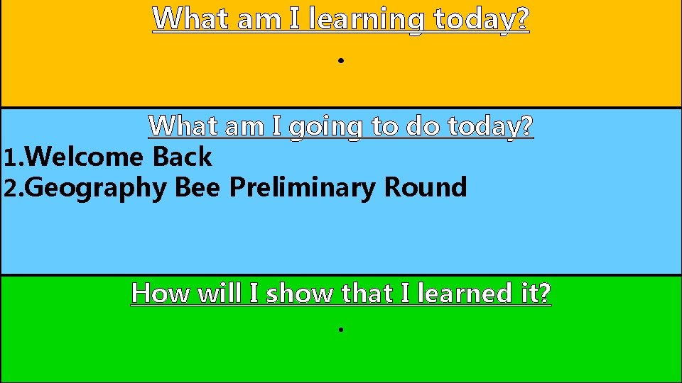 What am I learning today? . What am I going to do today? 1.