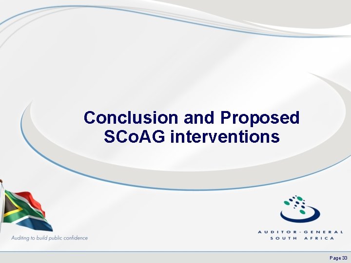 Conclusion and Proposed SCo. AG interventions Page 33 