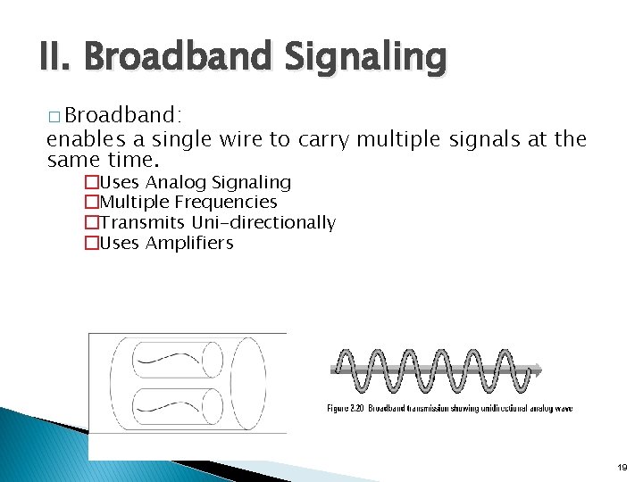 II. Broadband Signaling � Broadband: enables a single wire to carry multiple signals at