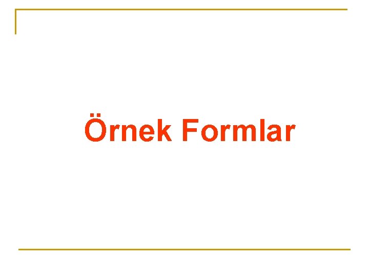 Örnek Formlar 