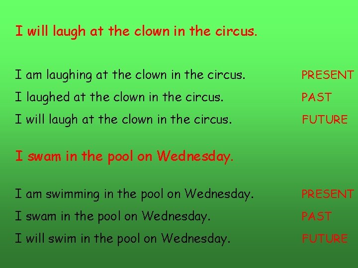 I will laugh at the clown in the circus. I am laughing at the