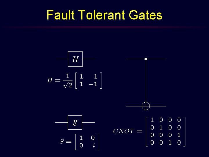 Fault Tolerant Gates H S 