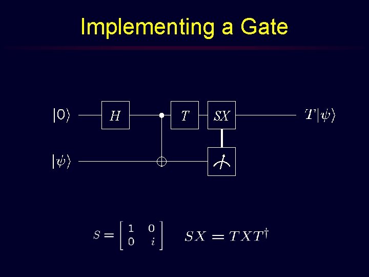 Implementing a Gate H T SX 