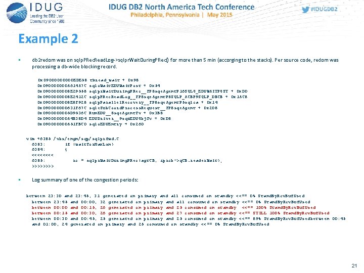 Example 2 • db 2 redom was on sqlp. PRec. Read. Log->sqlpr. Wait. During.