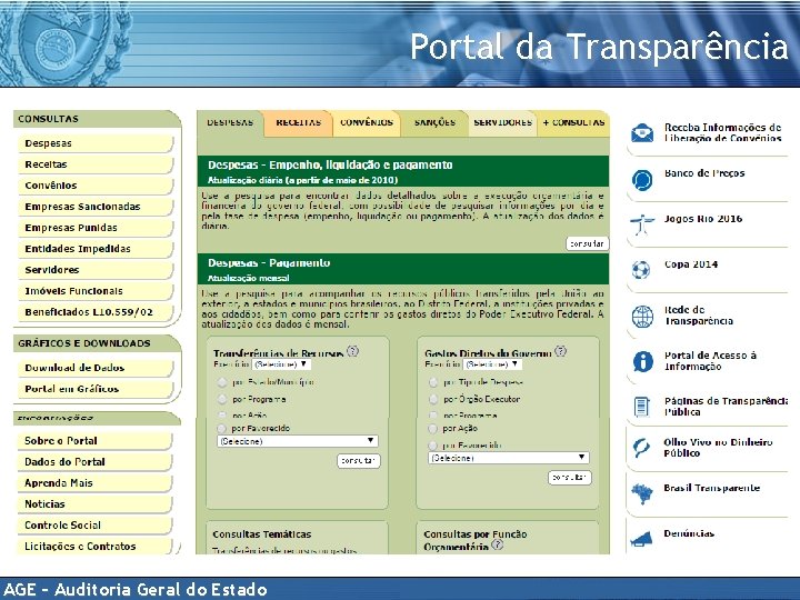 Portal da Transparência AGE – Auditoria Geral do Estado 