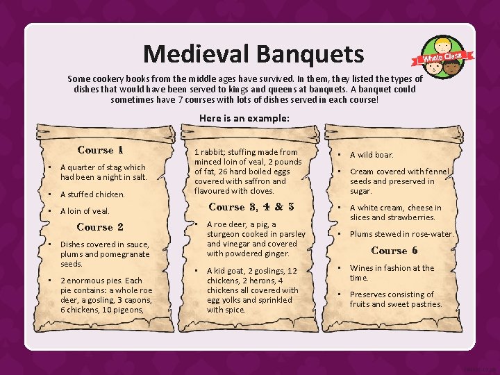 Medieval Banquets Some cookery books from the middle ages have survived. In them, they